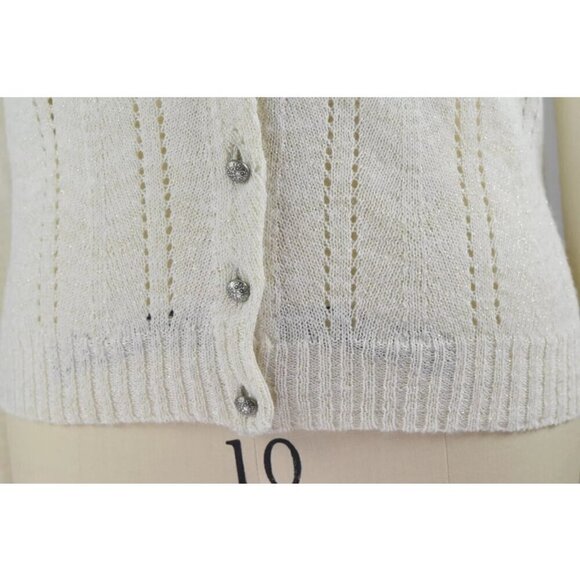 KNITTED & KNOTTED IVORY SHIMMER PALETTE CARDIGAN SWEATER - Picture 4 of 9